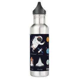 Astronaut Monogram Zonnestelsel Koel Kinder Modern Waterfles