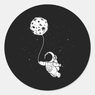 Astronaut Moon Balloon Ronde Sticker