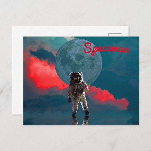 Astronaut Moon Spaceman Briefkaart (Voorkant / Achterkant)