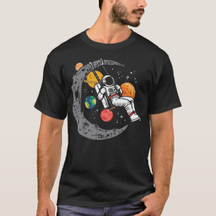 Astronaut Moon Swing Planets Space Galaxy Vrouwen  T-shirt