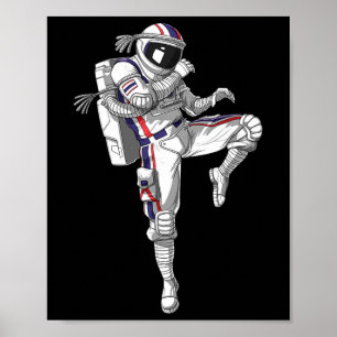 Astronaut Muay Thai Boksen Karate Kickboksen Marti Poster