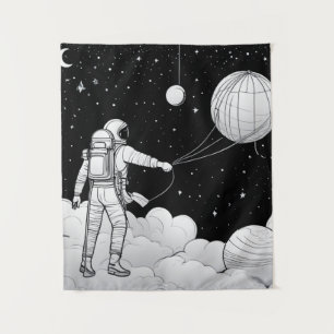 Astronaut Muurschildering Monochroom   Kunst aan d Wandkleed