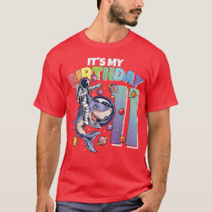 Astronaut on Shark 11st Birthday Boy Girl 11 Years T-shirt