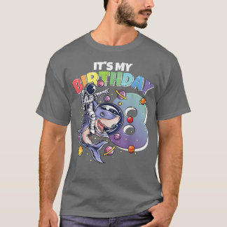 Astronaut on Shark 8th Birthday Boy Girl 8 YYear 2 T-shirt