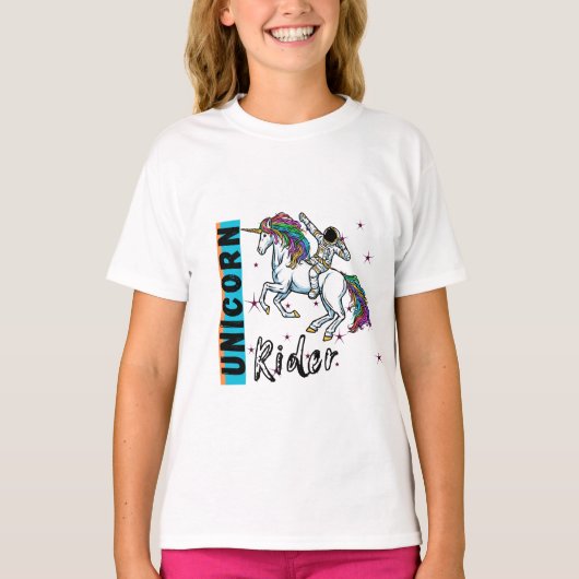 Astronaut on unicorn in this tshirt design  (Voorkant)