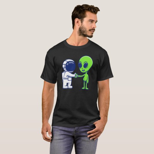 Astronaut ontmoet Alien T-Shirt (Voorkant volledig)