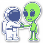 Astronaut ontmoet Alien Vinyl Stickers (Voorkant)