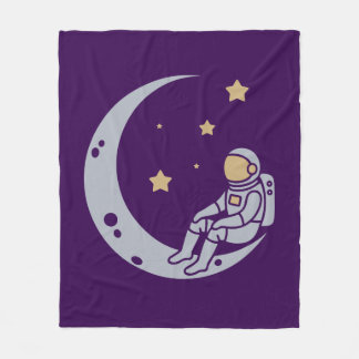 Astronaut op Crescent Moon Design - Sierkussen Fleece Deken