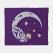 Astronaut op Crescent Moon Design - Sierkussen Fleece Deken (Voorkant (Horizontaal))