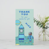 Astronaut op de Maan Dank u Plaats uw gezicht Bedankkaart (Staand voorkant)