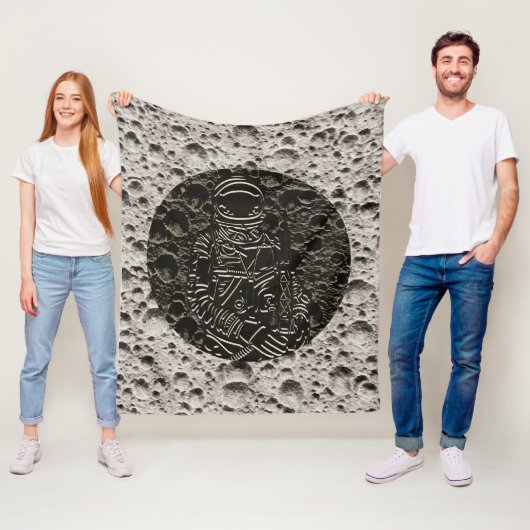 Astronaut op de maan ruimte zwart en grijs fleece deken (In situ)