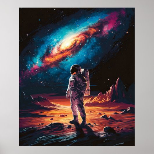 Astronaut op de planeet poster (Voorkant)