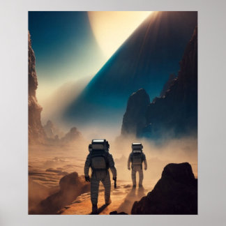 astronaut op de planeet poster
