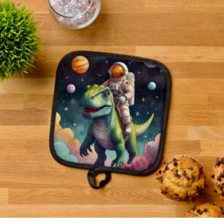 Astronaut op Dino in de ruimte Pannenlap