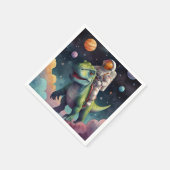 Astronaut op dino in de ruimte servet (Hoek)