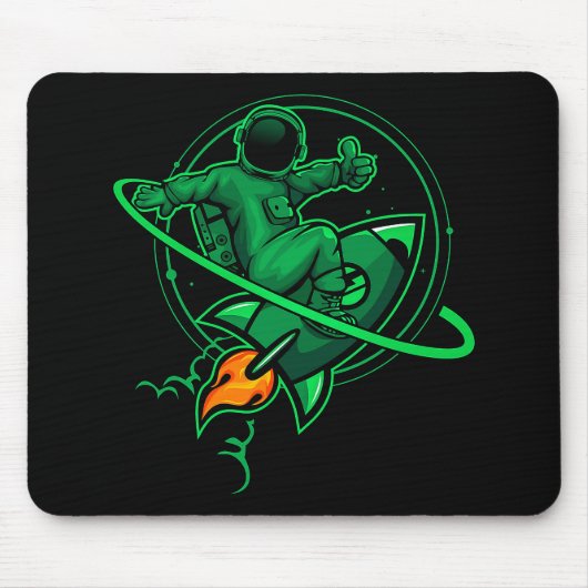 Astronaut op een raket rond Saturnus | Muismat (Voorkant)