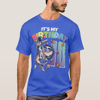 Astronaut op haai 10th Birthday Boy Girl 10 Years T-shirt