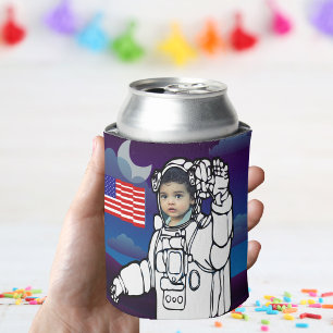 astronaut op maan buitenruimte jongen verjaardag blikjeskoeler
