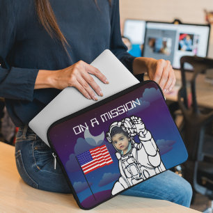 astronaut op maan buitenruimte jongen verjaardag laptop sleeve