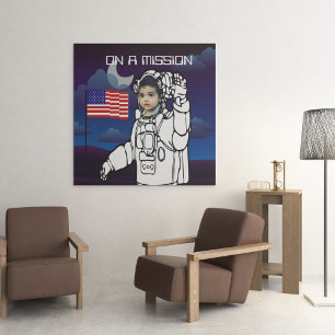 astronaut op maan buitenruimte jongen verjaardag perfect poster
