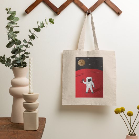 Astronaut op Mars Space Explorer Red Planet Tote Bag