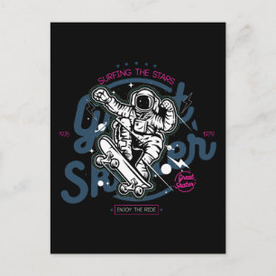 Astronaut op Skateboard   Surfen op de sterren Briefkaart