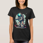 Astronaut op snowboard grappige astronaut skiën op t-shirt (Voorkant)