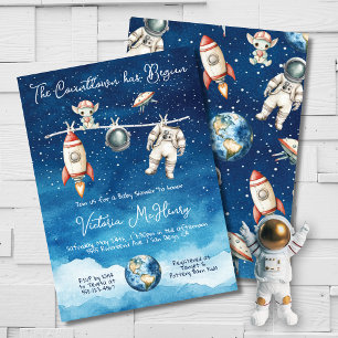 Astronaut Outer Space Baby shower waslijn Kaart