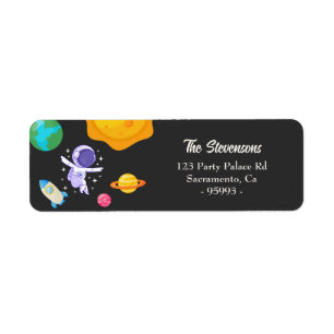 Astronaut Outer Space Birthday Boy Etiket