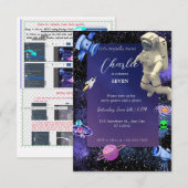 Astronaut Outer Space Birthday Kaart (Voorkant / Achterkant)