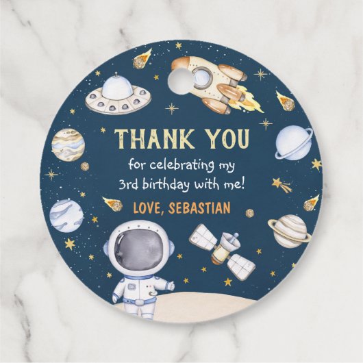Astronaut Outer Space Birthday Party Bedankjes Labels (Achterkant)