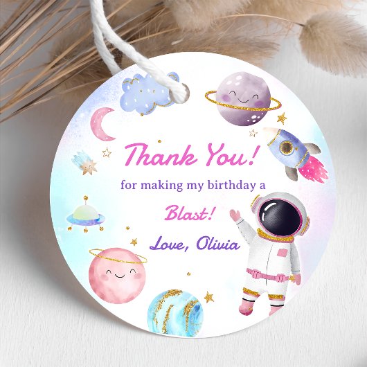 Astronaut Outer Space Birthday Party Bedankjes Labels