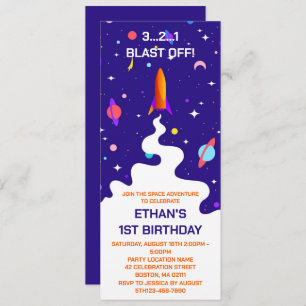 Astronaut Outer Space Birthday Party Kaart