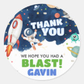 Astronaut Outer Space Birthday Party Ronde Sticker (Voorkant)