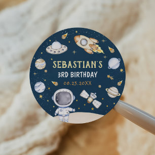 Astronaut Outer Space Birthday Party Ronde Sticker