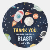 Astronaut Outer Space Blast van verjaardagsfeestje Ronde Sticker (Voorkant)