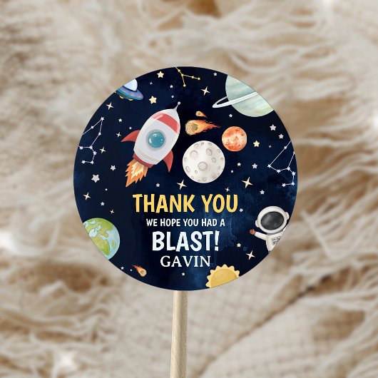 Astronaut Outer Space Blast van verjaardagsfeestje Ronde Sticker