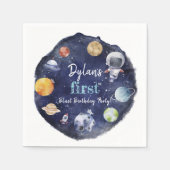 Astronaut Outer Space Boy 1e Verjaardagsfeest Servet (Voorkant)
