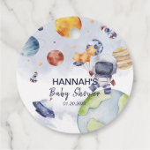 Astronaut Outer Space Boy Baby shower Party Bedankjes Labels (Achterkant)