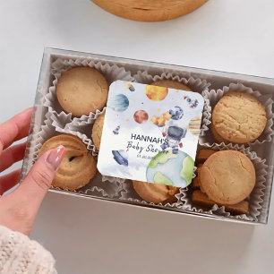 Astronaut Outer Space Boy Baby shower Party Vierkante Sticker