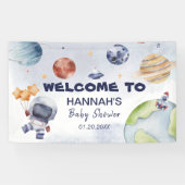 Astronaut Outer Space Boy Baby shower Welkom Spandoek (Horizontaal)