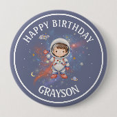 Astronaut Outer Space Boy Birthday Ronde Button 4,0 Cm (Voorkant)