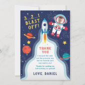 Astronaut Outer Space Boy Foto Birthday Bedankkaart (Voorkant)