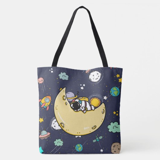 Astronaut Outer Space Cartoon Draagtas (Achterkant)