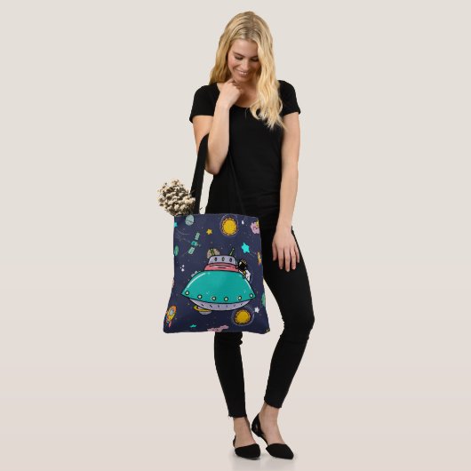 Astronaut Outer Space Cartoon Draagtas (Op model)