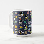 Astronaut Outer Space Cartoon Koffiemok (Voorkant links)