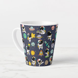 Astronaut Outer Space Cartoon Latte Mok