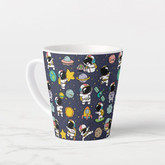 Astronaut Outer Space Cartoon Latte Mok (Linkerhoek)