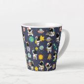 Astronaut Outer Space Cartoon Latte Mok (Rechterhoek)