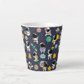 Astronaut Outer Space Cartoon Latte Mok (Voorkant)